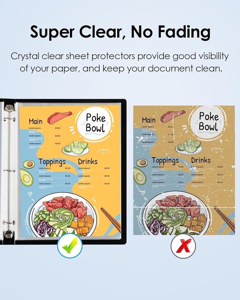 Versatile 600 Clear Polypropylene Page Protectors for 3 Ring Binder Organization