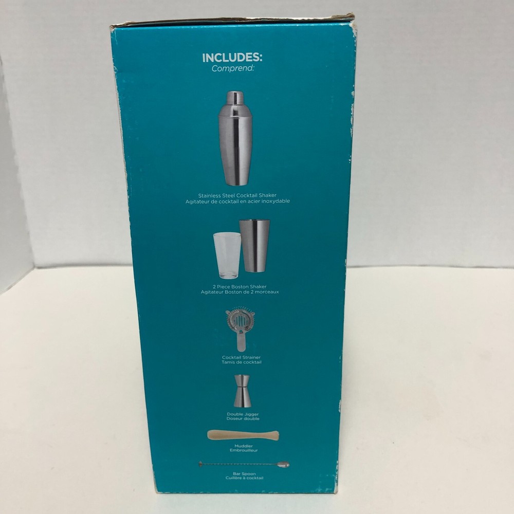 Bartender Mix Set 7 pc Shaker Spoon Strainer Muddler Jigger NEW Man Cave Dads D
