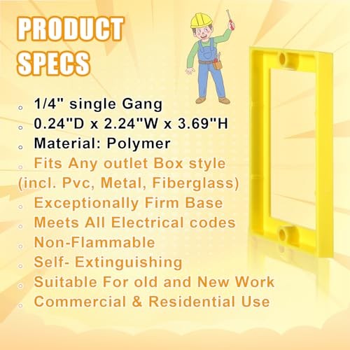 6pcsin Single Gang Electrical Box Extender, Outlet Box Extender with 12 1/2