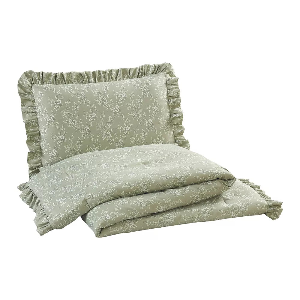 Modern Heirloom 2pc Twin/Twin XL Floral Ruffle Comforter Bedding Set