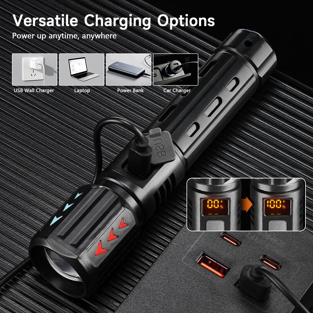 35000000 Lumen Super Bright LED Tactical Flashlight Rechargeable LED Work Light