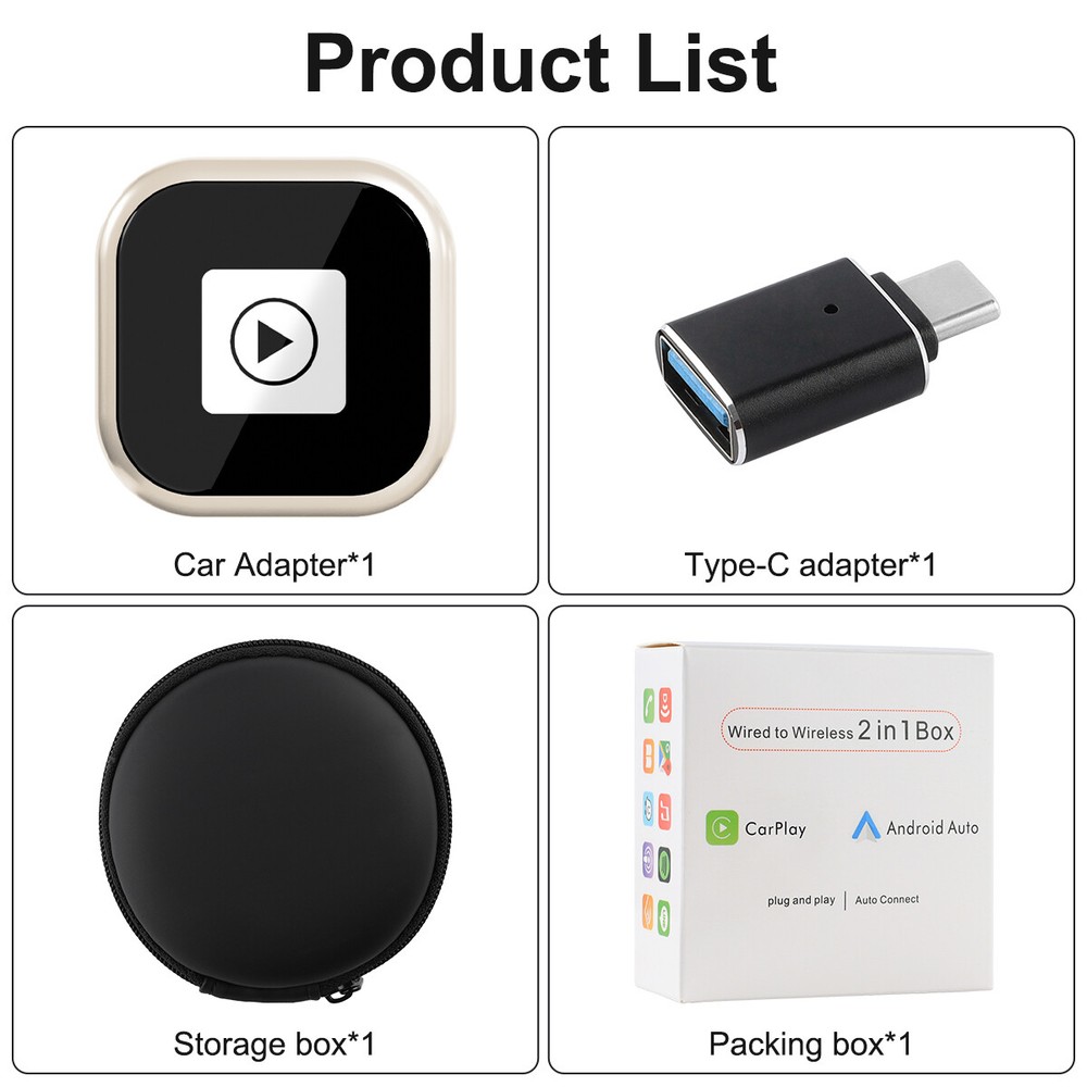 Wireless CarPlay Adapter For iPhone Apple Android Auto Wired to Wireless Dongle