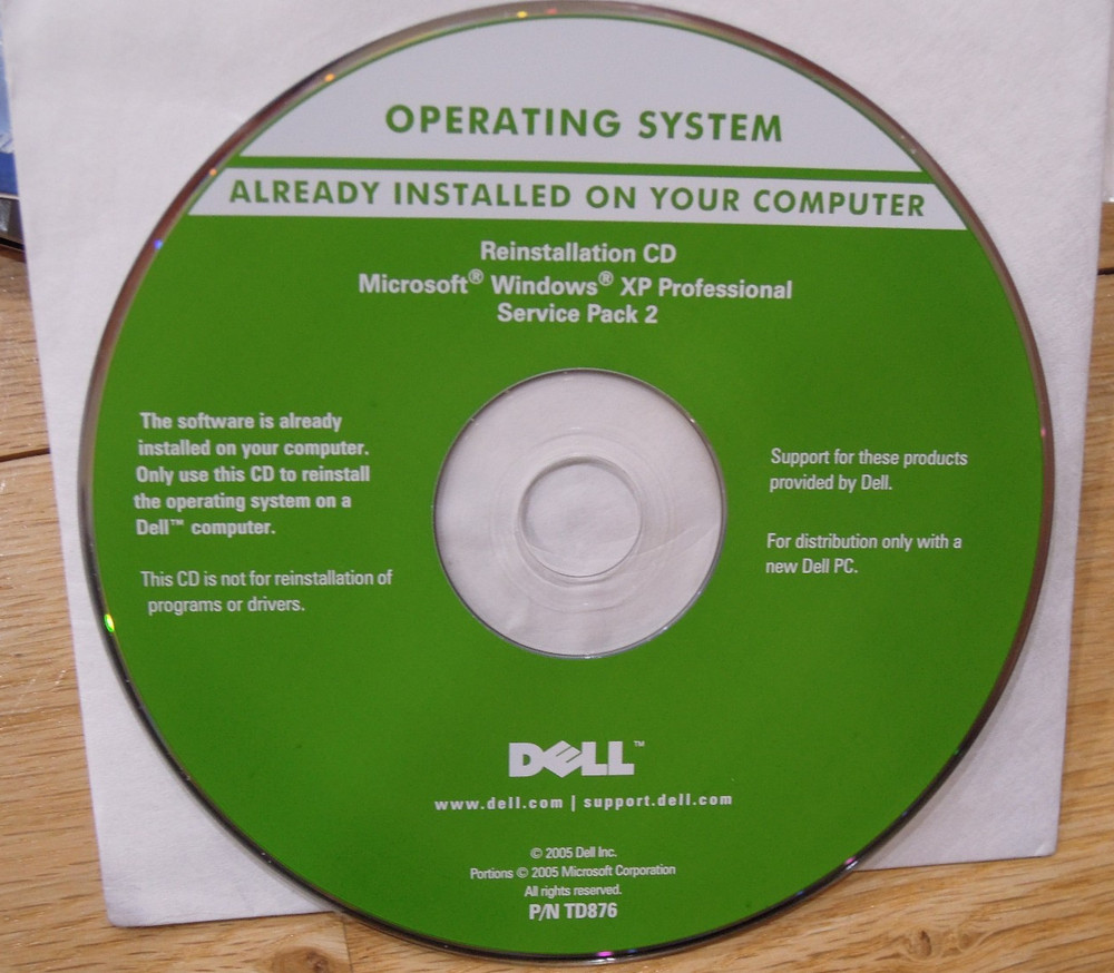 Dell Reinstallation CD Microsoft Windows XP Professional Service Pack 2 SP2