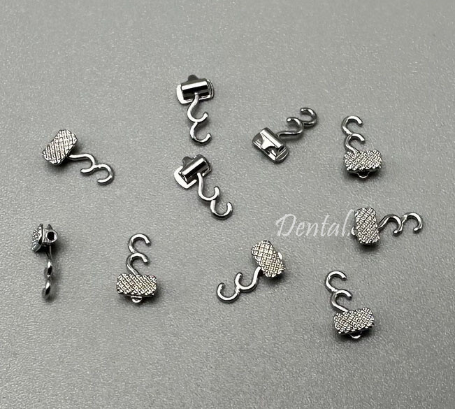 Dental Crimpable Hook Multi-Function Ortho Bondable Double Hooks with Hole L/R