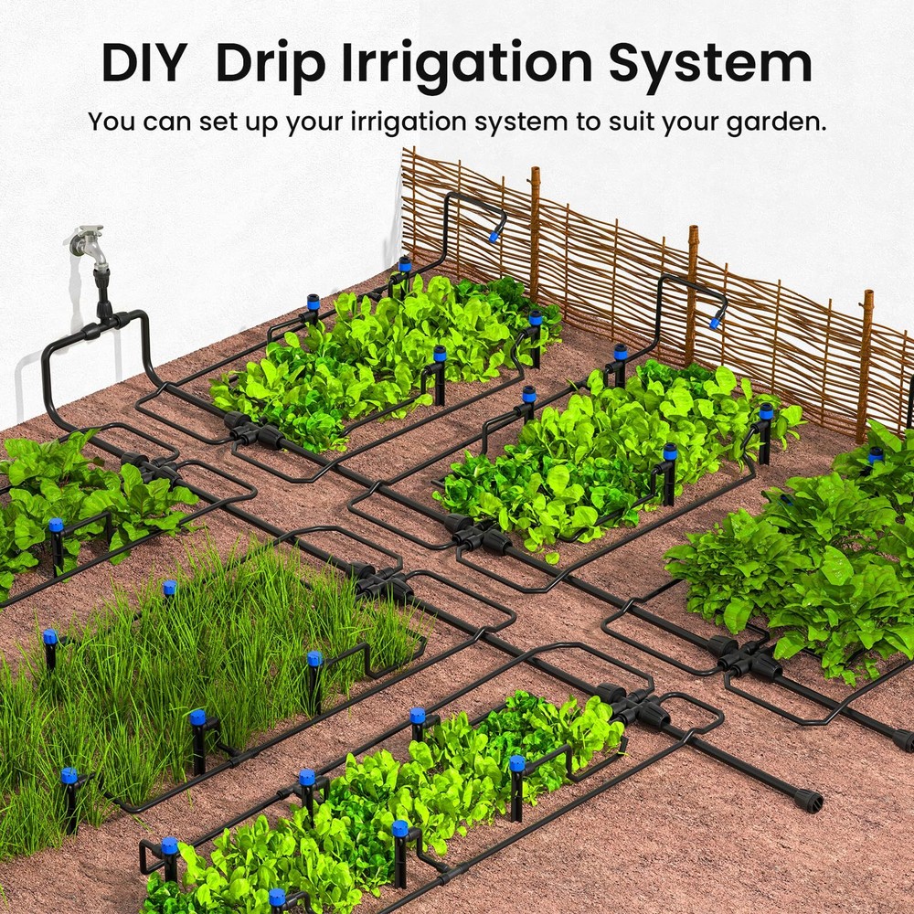 230FT Quick-Connect Drip Irrigation System Kit, Automatic Garden Watering System