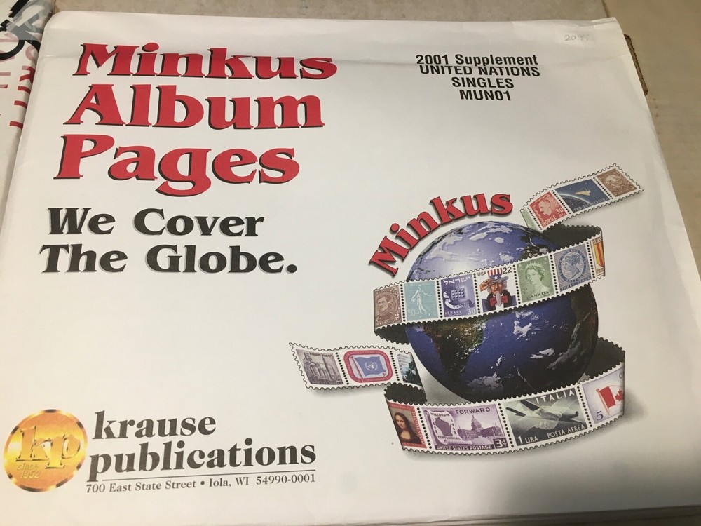 New Minkus United Nations Singles Stamp Album Supplement Pages- 2001