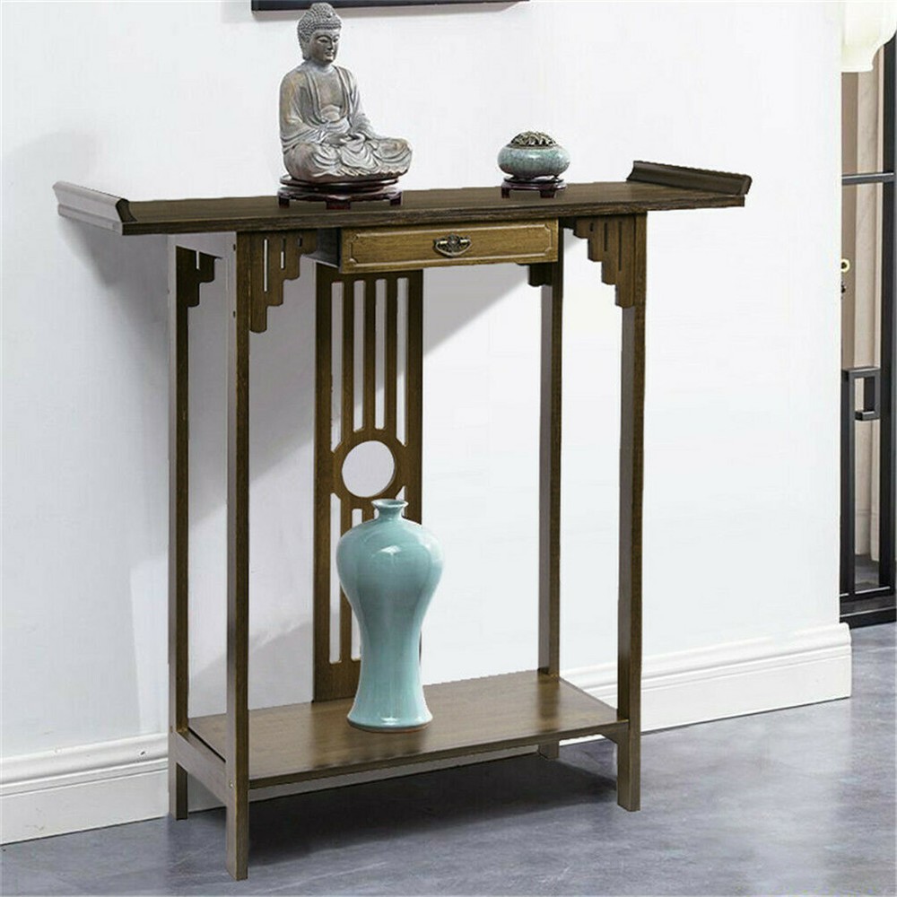Rustic Console Sofa Table Narrow Console Table with Shelf Wood Entry Hall Table