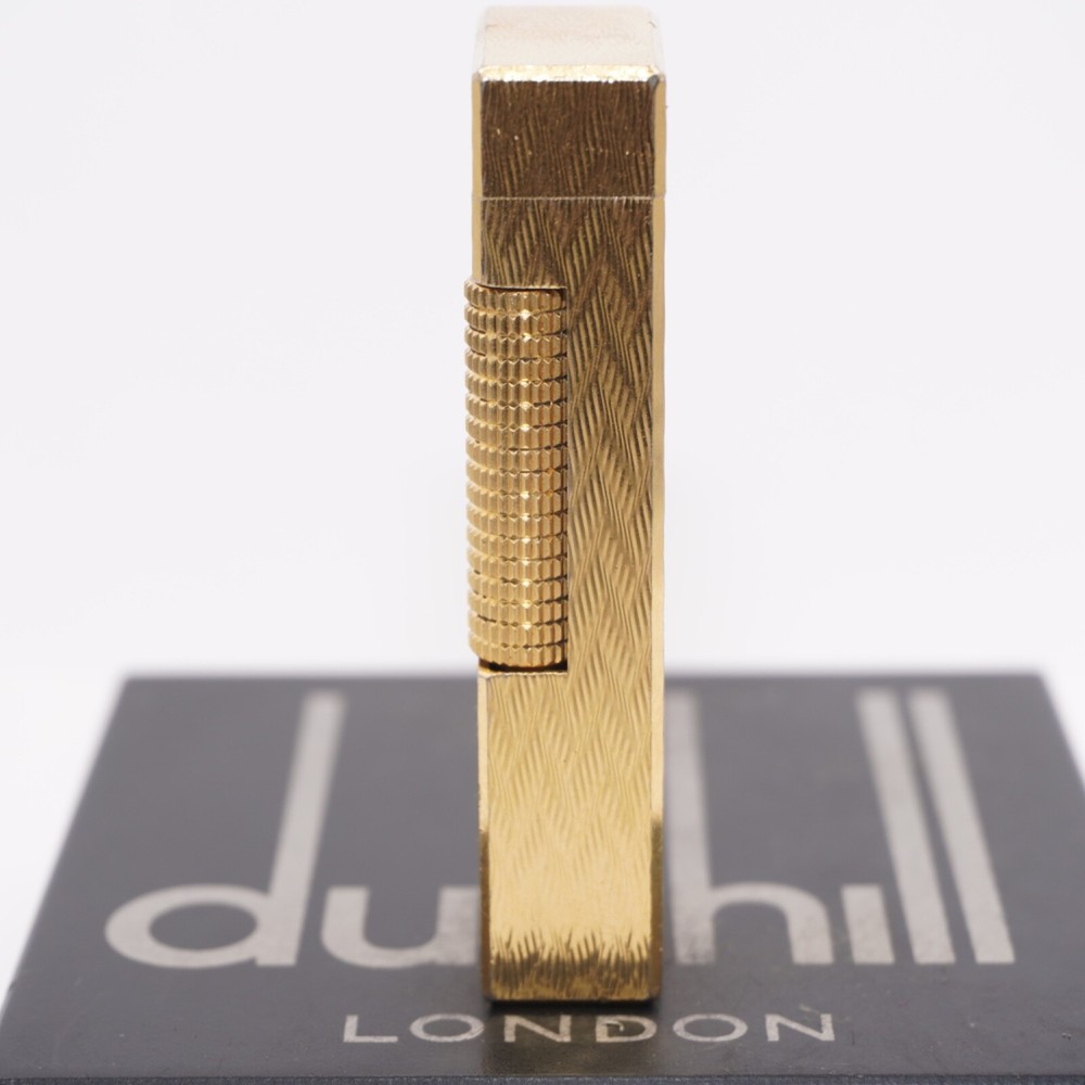 Dunhill Rollagas Lighter Gold CHEVRON Pattern-Ultrasonically cleaned_Working