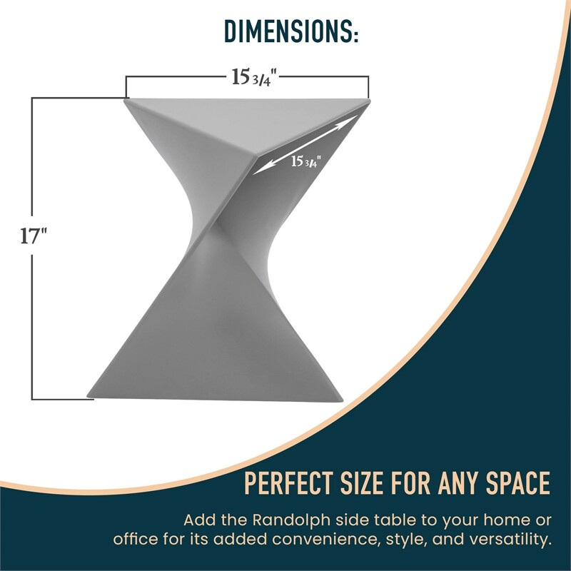 Pemberly Row Contemporary Plastic Triangle End Table in Gray