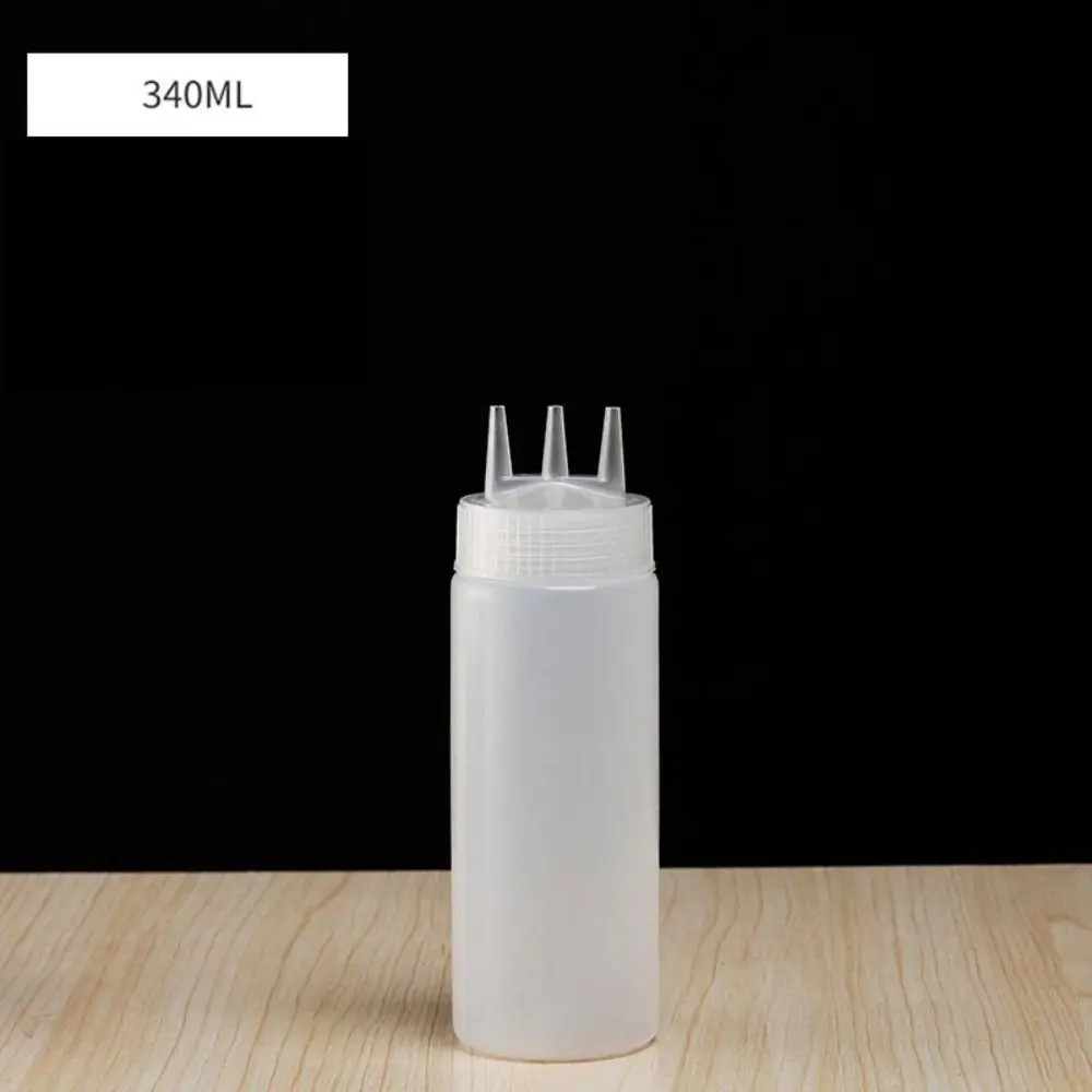 Plastic Squeezing Sauce Bottle New Squeezable Graduated Jam Container Salad 3 No
