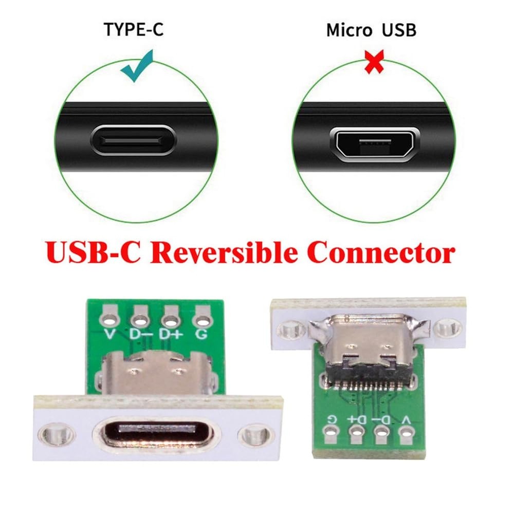 NFHK DIY OEM 5pcs/Set Type C Female Socket Connector Panel Mount Type with PC...