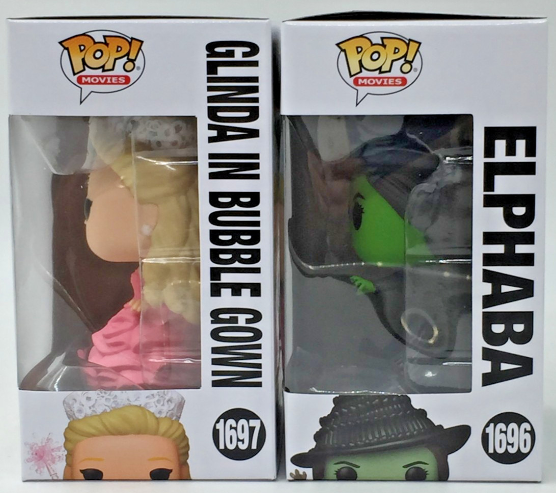 Funko Pop! Movies Wicked Elphaba #1696 Glinda in Bubble Gown #1697 Set of 2