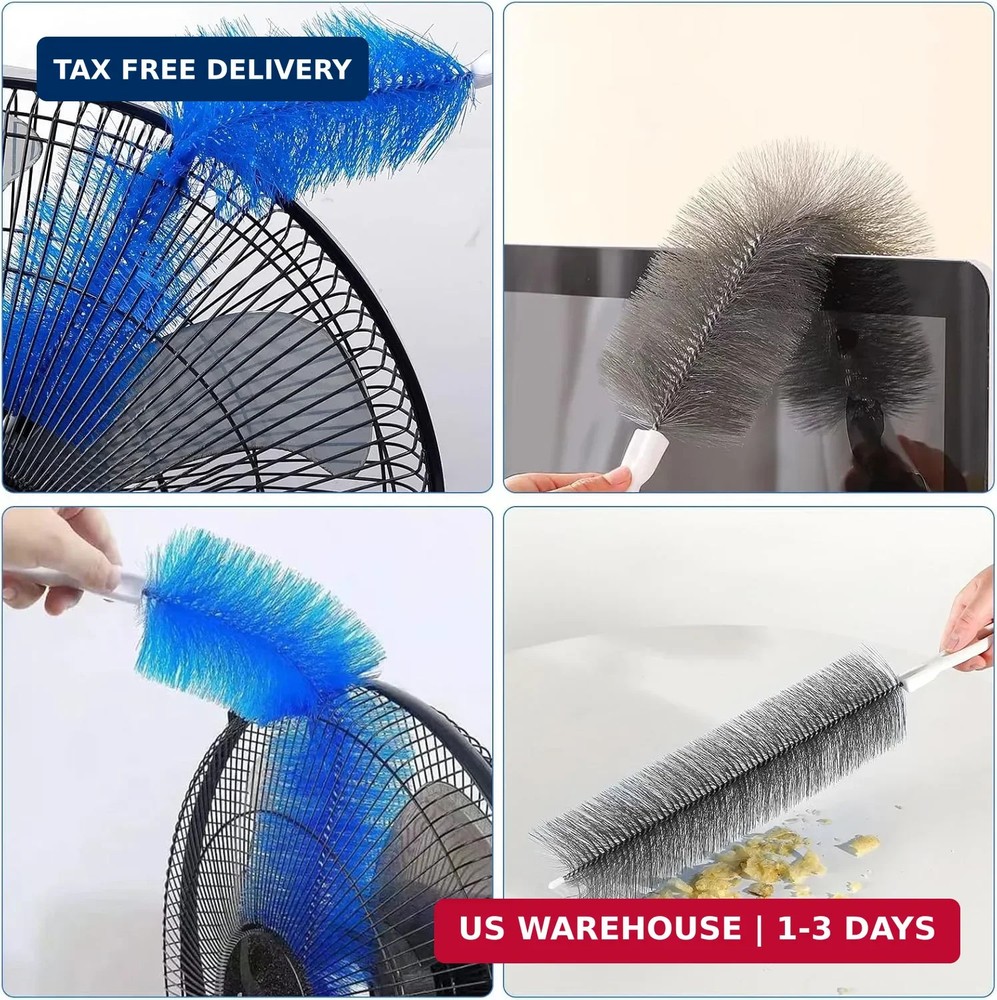 2 Pcs Cobweb Duster, Bendable Fan Cleaner Brushes Set Reusable, Plastic Microfib