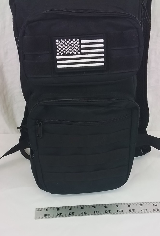 Outdoor Military Tactical Backpack Black w/ Patch #J3416