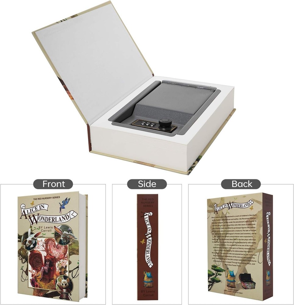 Hollow Book Safe with Hidden Compartment, Combination Lock Secret Safe