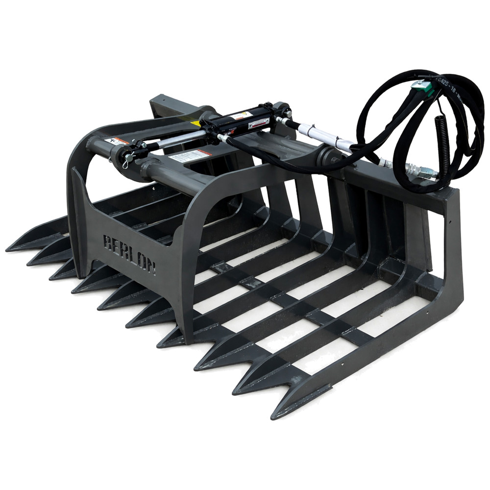 Berlon 60" Compact Tractor Root Brush Grapple Attachment Fits Skid Steer Loader