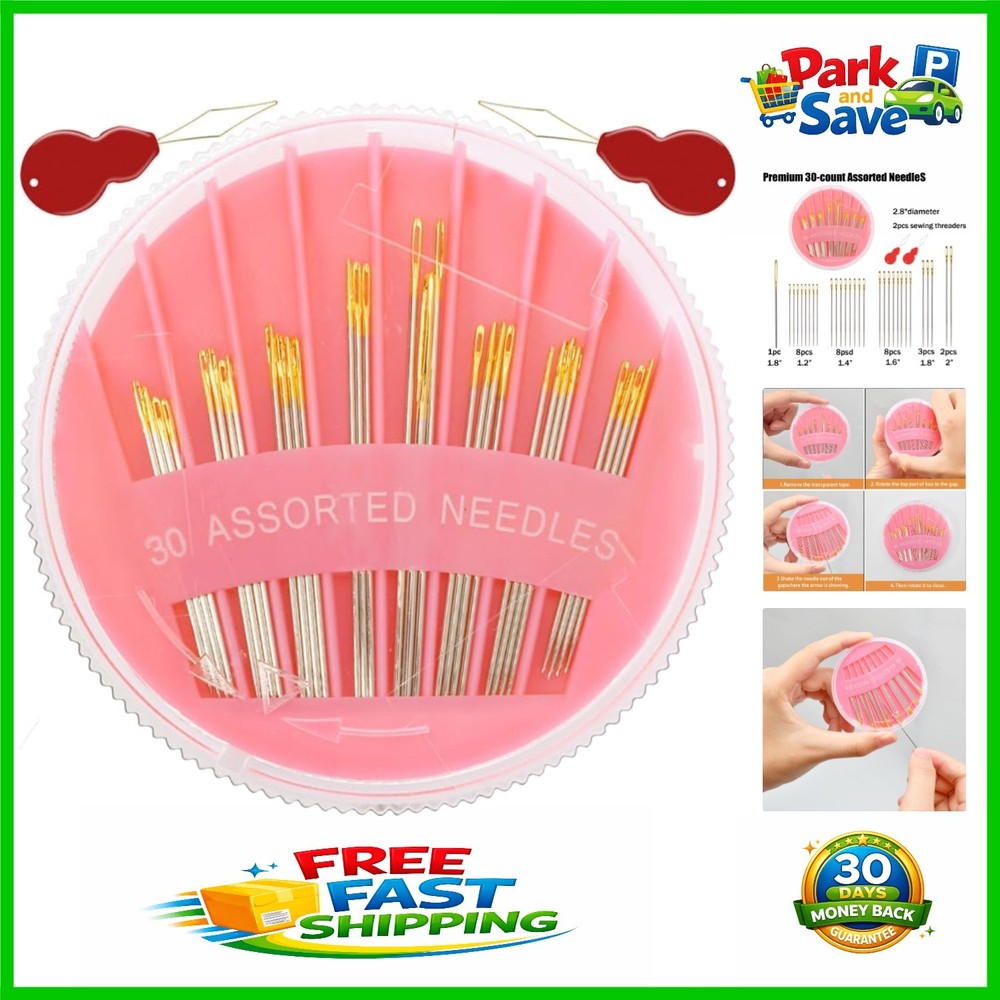 Effortless Crafting with 30 Assorted Sewing Needles - Durable & Rust-Free Design
