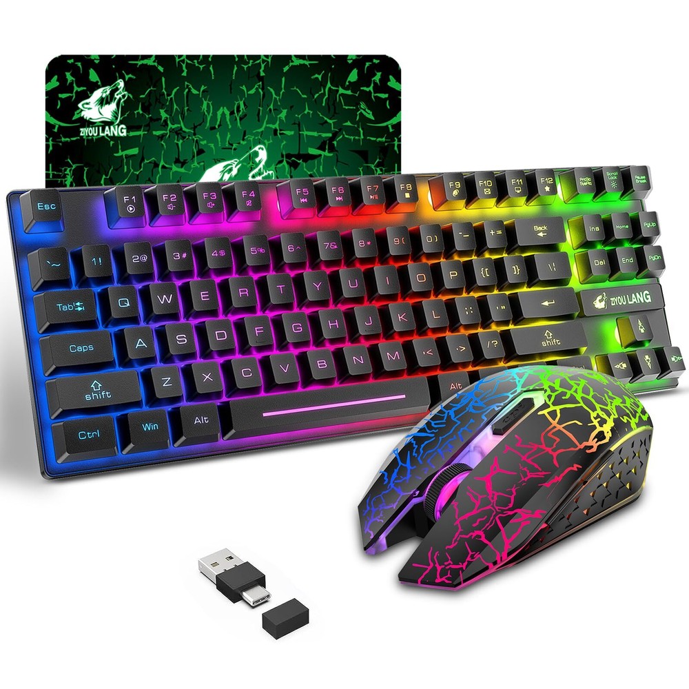 Wireless Rainbow Backlit Gaming Keyboard and Mouse Combo for PS4 Xbox PC MAC