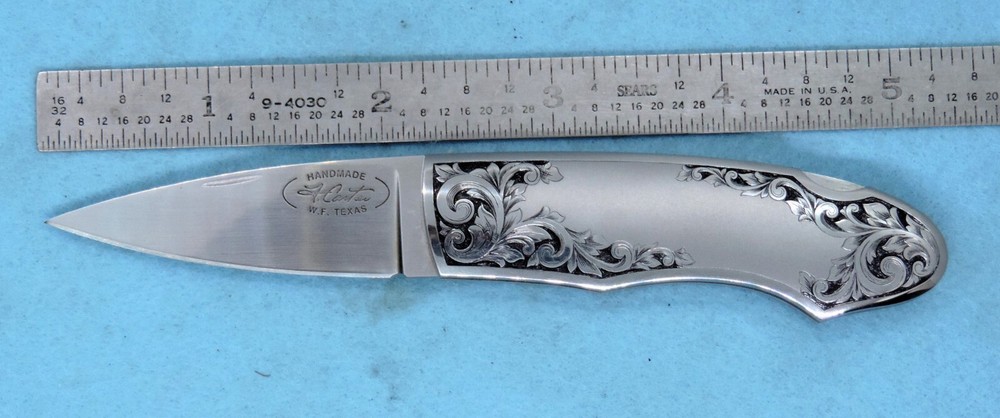 Dr. Fred Carter Custom Lock Blade Knife w/ Scroll Engraving  Original Mint!!