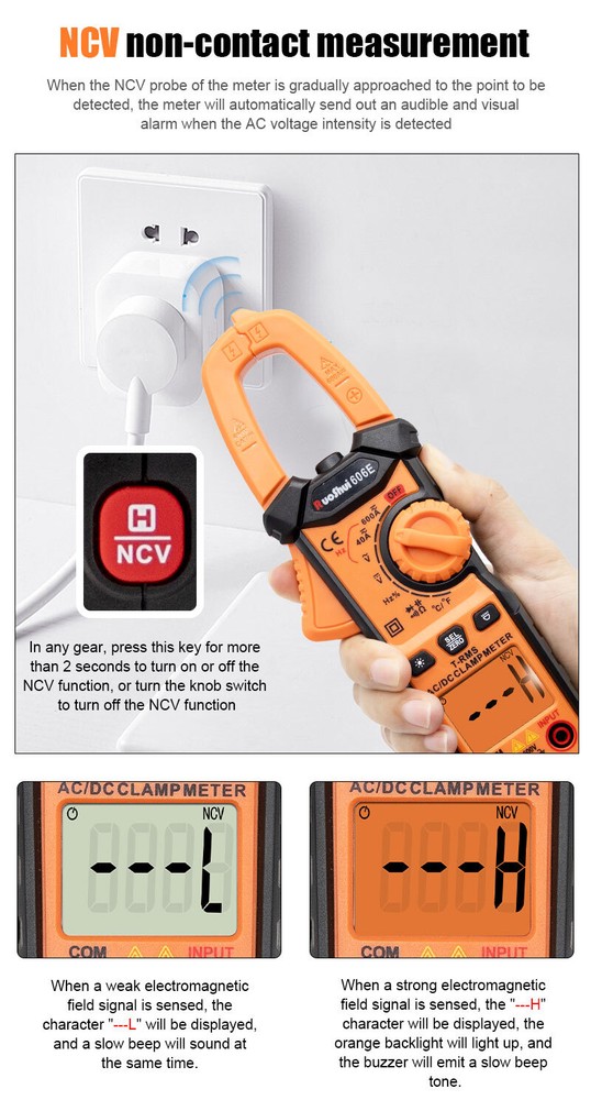 Digital Multimeter Tester AC DC Volt Amp Clamp Meter Auto Range LCD Handheld