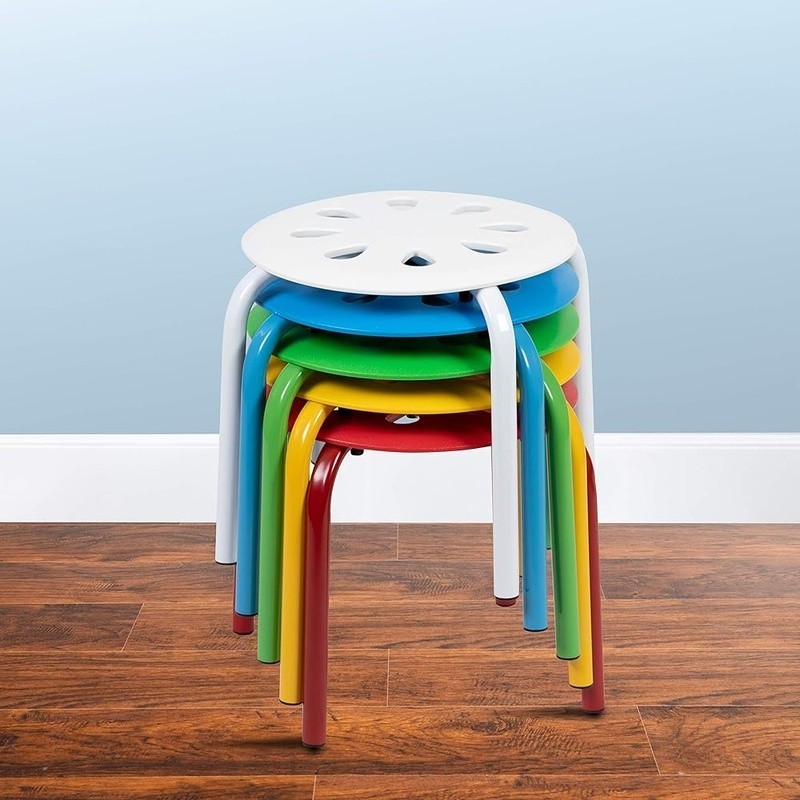 Stackable Plastic Kid Stools Set of 5 Durable Lightweight Classroom Library New