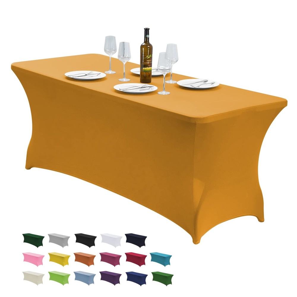 6FT Waterproof Stretch Spandex Table Cover for Rectangular Tables - Elastic F...