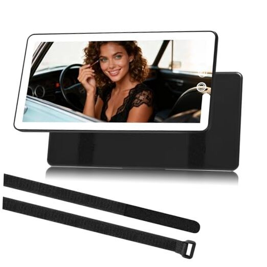 Car Vanity Mirror with Lights 10-Inch Big Surface, Quick-Release & Quick