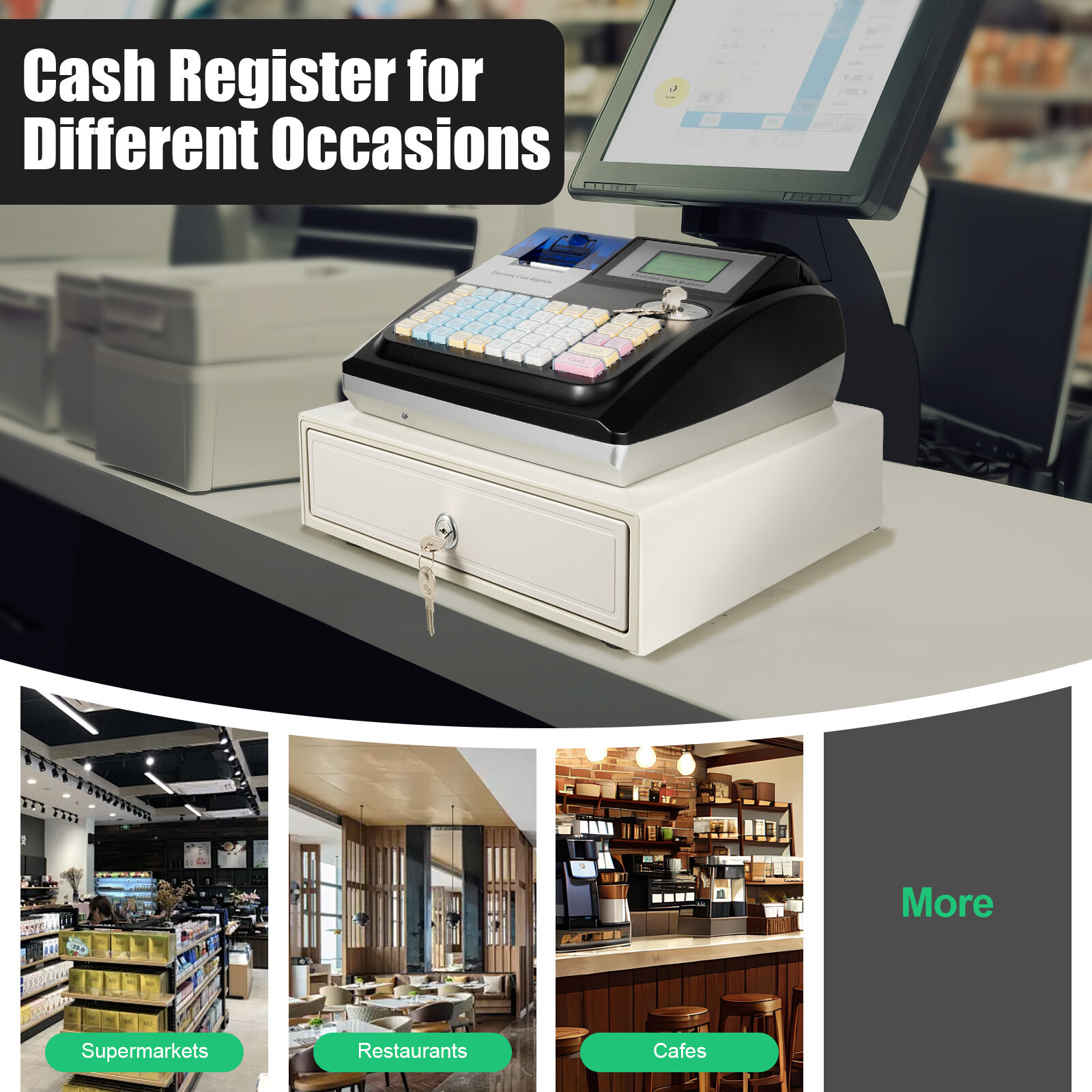 3IN1 Retail POS System, Cash Register Express Complete Point of Sale System 35W