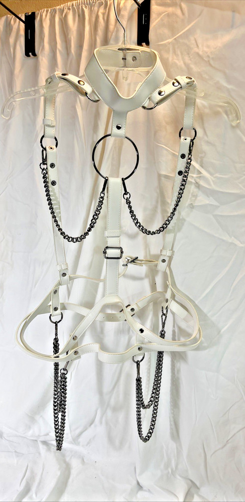 WHITE FAUX LEATHER BAPHOMET BONES HARANESS KILLSTAR