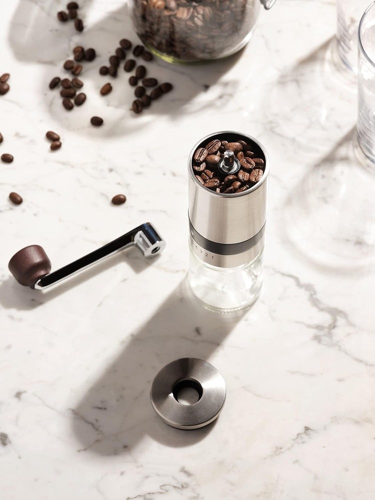 Stainless Steel Manual Coffee Grinder - 6 Grind Settings for Every Brew
