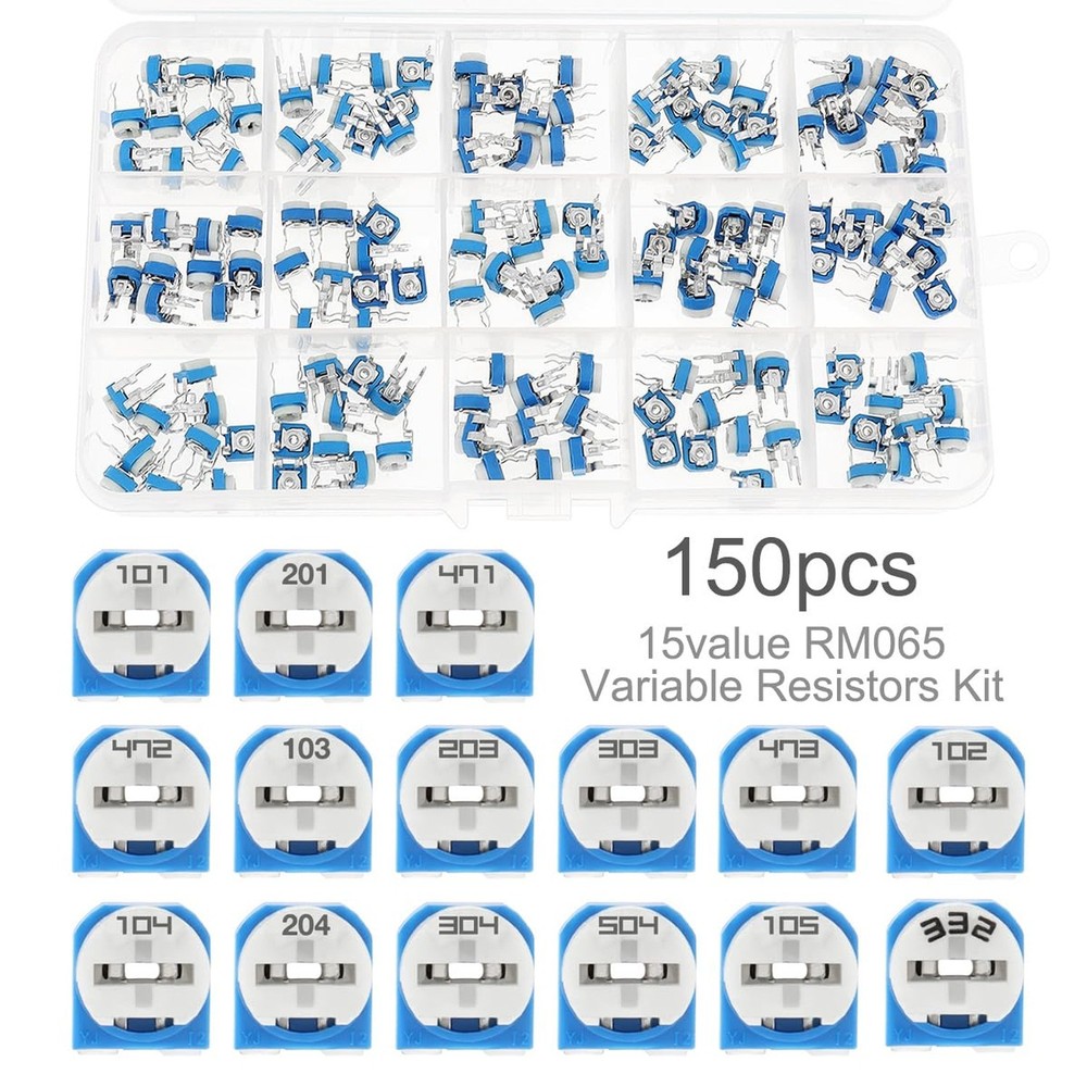 15 Values 150 pcs 100 Ohm- 2M Ohm Variable Resistor 6mm Potentiometer Assortm...