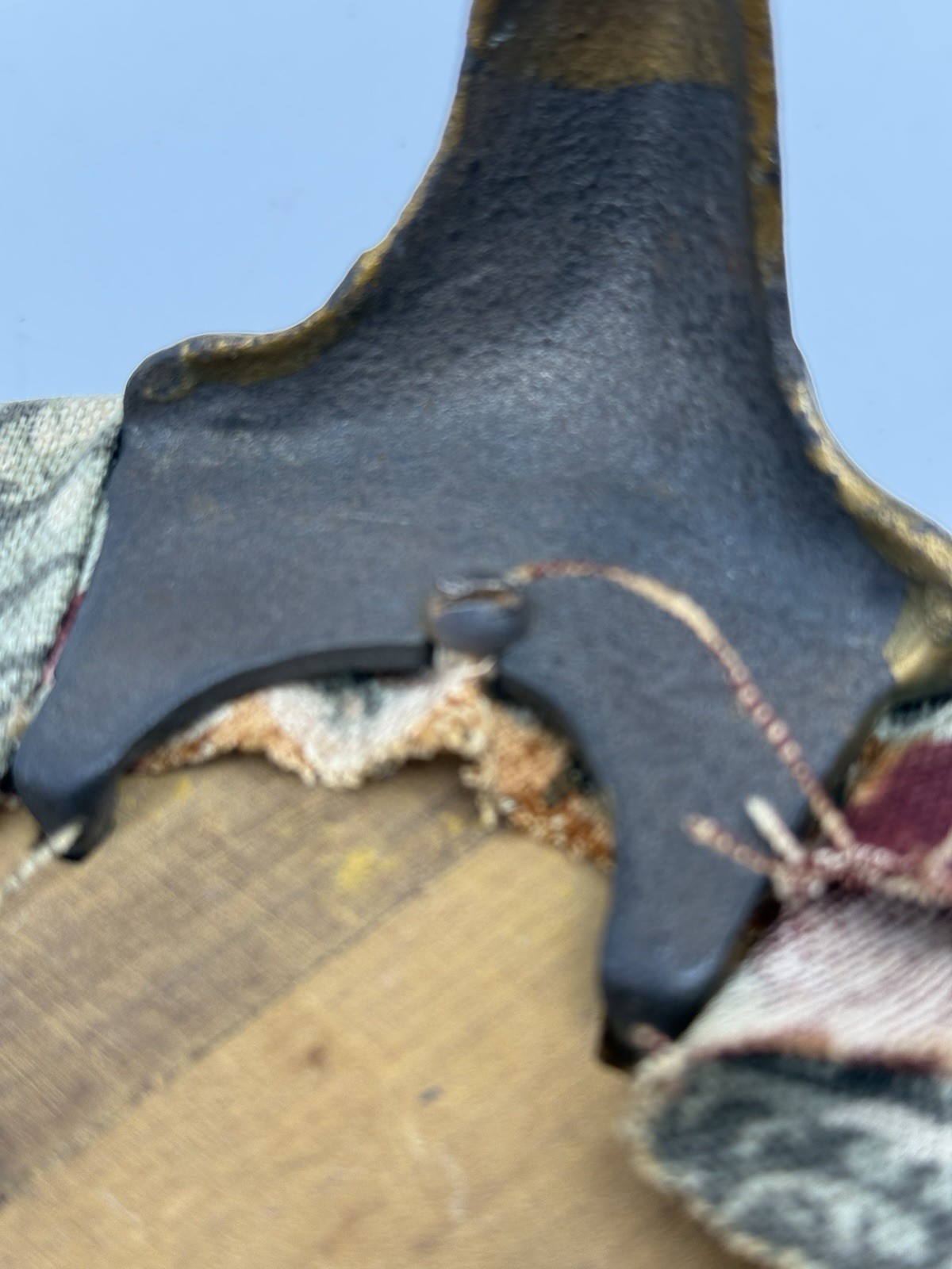 Victorian Cast Iron Wood Foot Stool w Original Upholstery C. A. Dorney Furniture