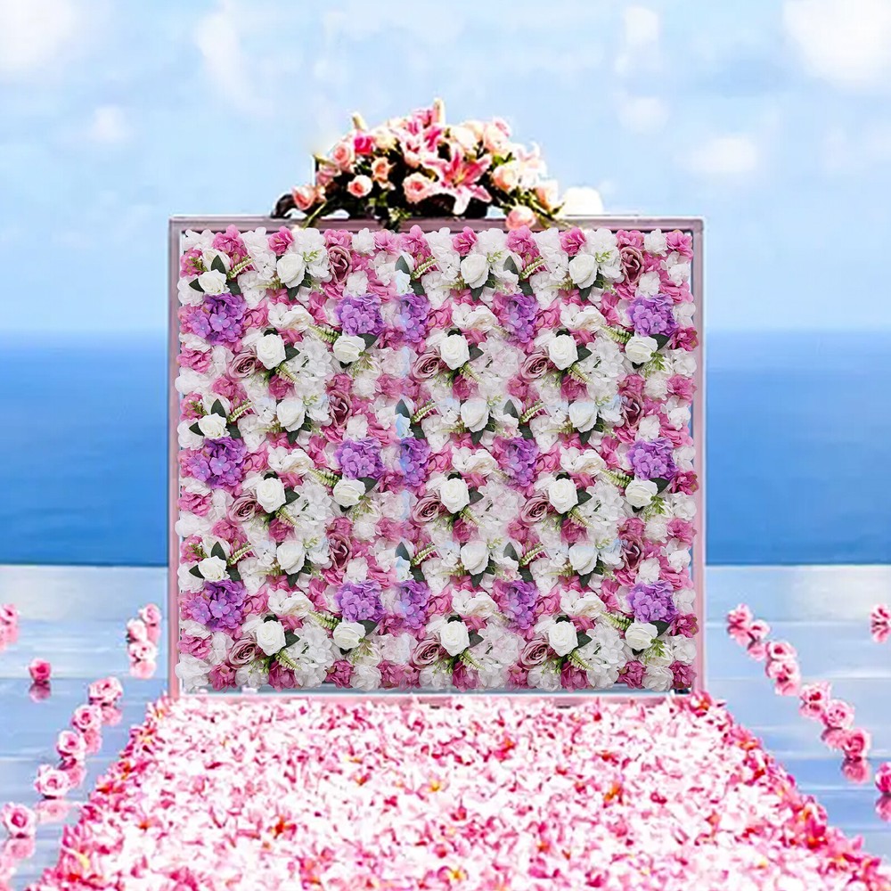 6PCS Artificial Hydrangea Flower Panel Wedding Party Background Wall Home Decor