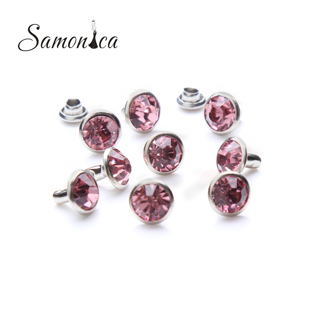 100 Sets Litht Rose Austria Crystals Rhinestone Rivets Studs Leathercraft DIY