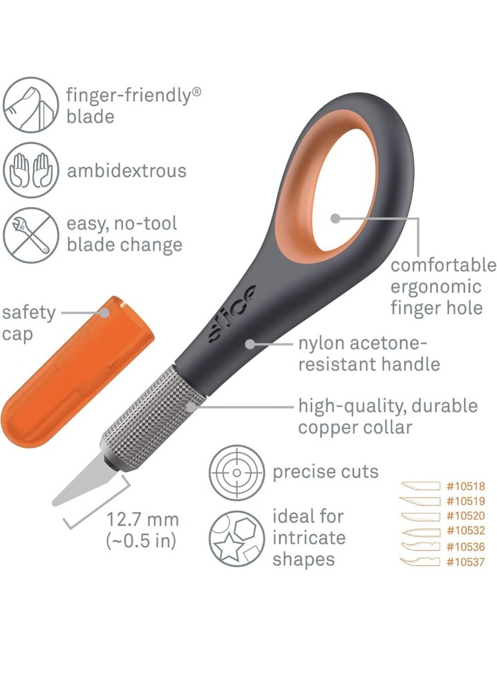 Slice Precision Knife, Finger Grip for Precision and Control, Safe Ceramic Blade
