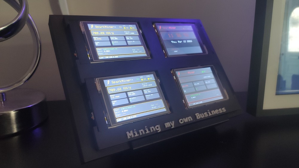 Spark - Nerd Miner Crypto Mining Rig - 4 x 720 kh/s Wall Mountable - Mining Rig