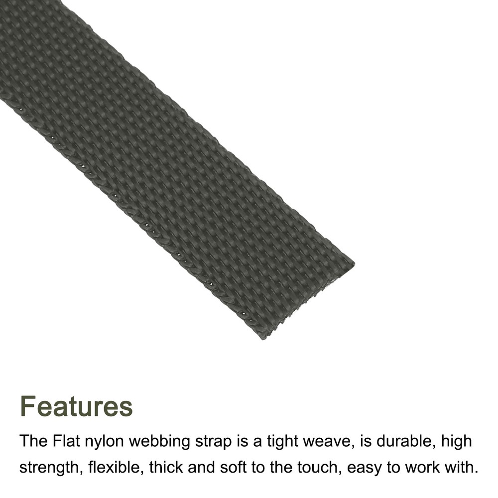 Flat Nylon Webbing Strap 3/8 Inch 50 Yards Ink Black for Backpack