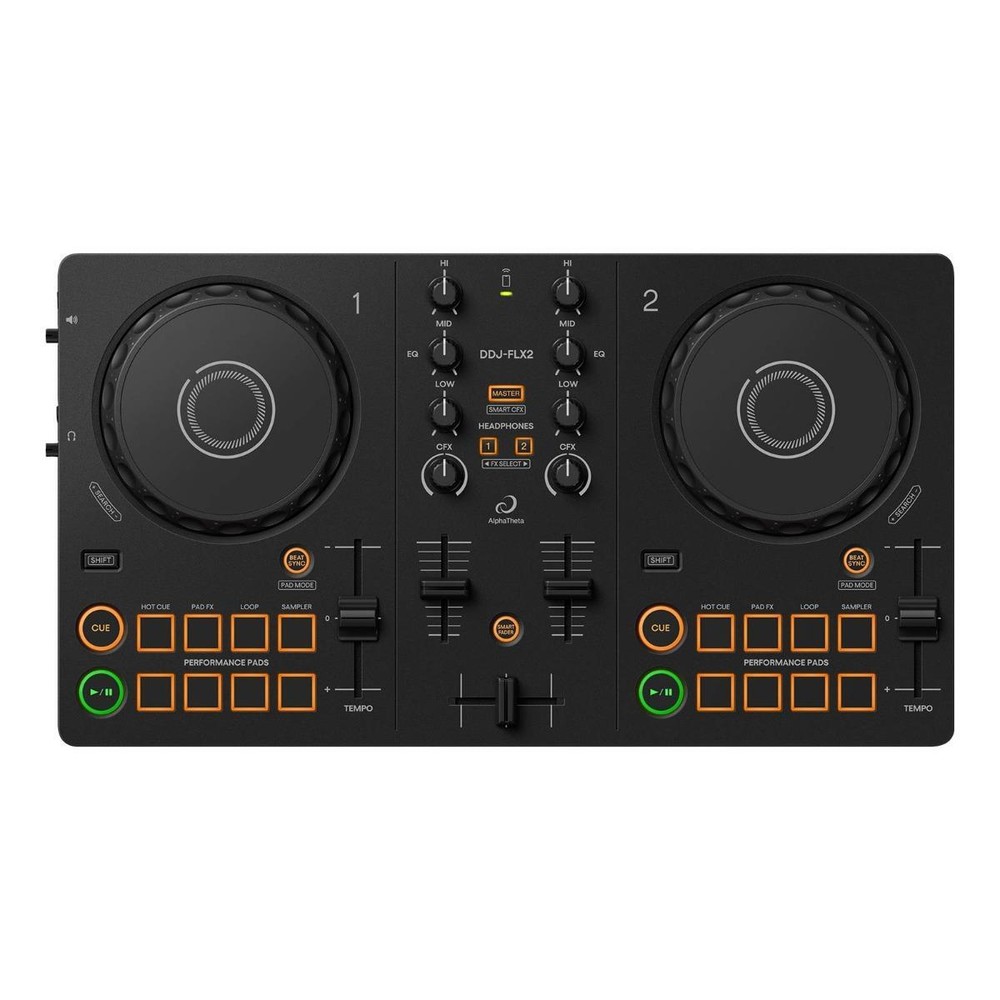 AlphaTheta DDJ-FLX2 Compact Beginner 2-Channel DJ Controller w Studio Speakers