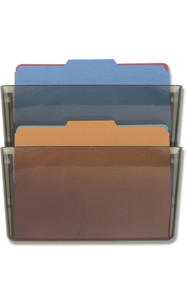 2 Pack Officemate Smoke #21401 Wall Mountable Space-Saving Files