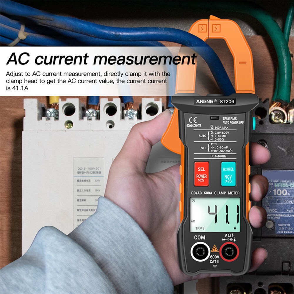 ST206 Digital Clamp Meter Auto Range Electrical Current Tester Measurement Tools