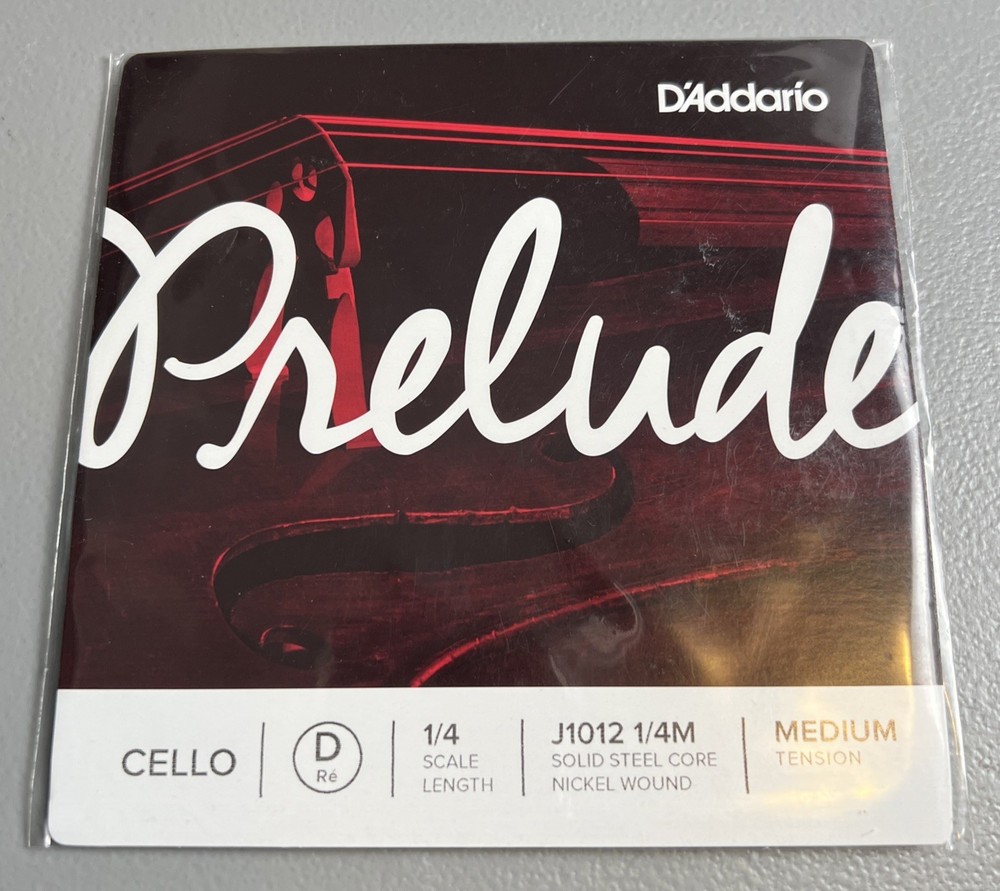 D'Addario Prelude Cello Single D String, 1/4 Scale, Medium Tension
