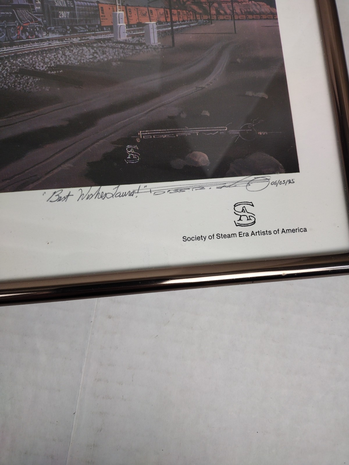 ROLLING THUNDER by ROBERT WEST Artist Signed Railroad Art 1993 Vintage Framed