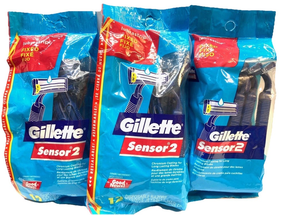 gillette sensor 2 lubrastrip fixed 36 total count disposable razors