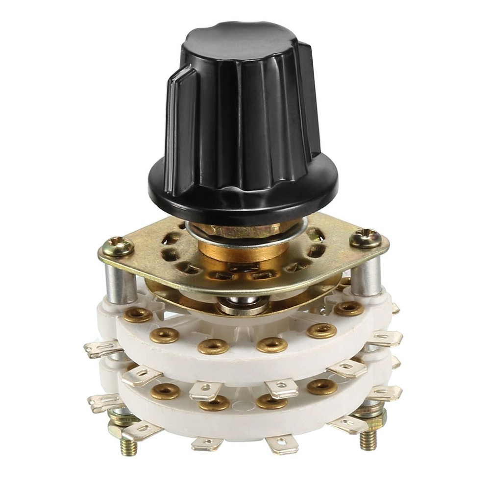 2P6T 2 Pole 6 Position 2 Deck Band Channel Rotary Switch Selector Knobs