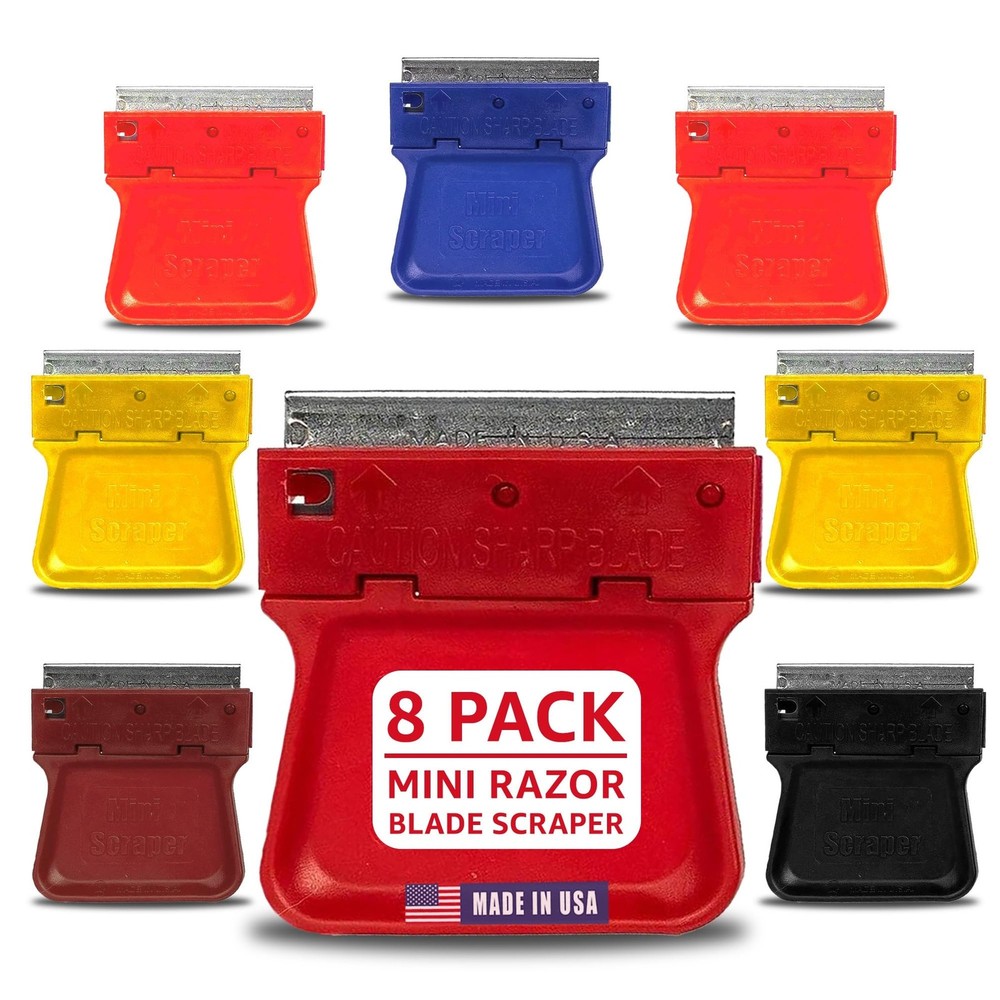 MINISCRAPER® Original Mini Scraper Razor Tool – 8 Pack U.S. Multiple Colors