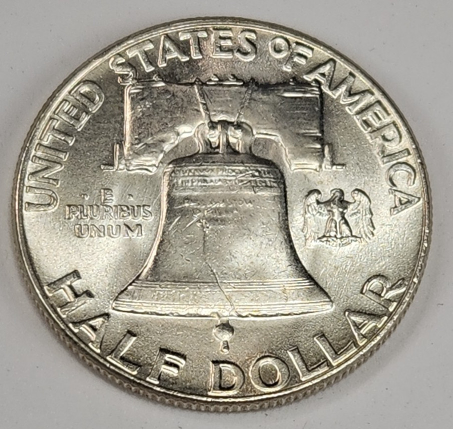 1955 Franklin Half Dollar - Silver - AU - Almost Uncirculated Toning
