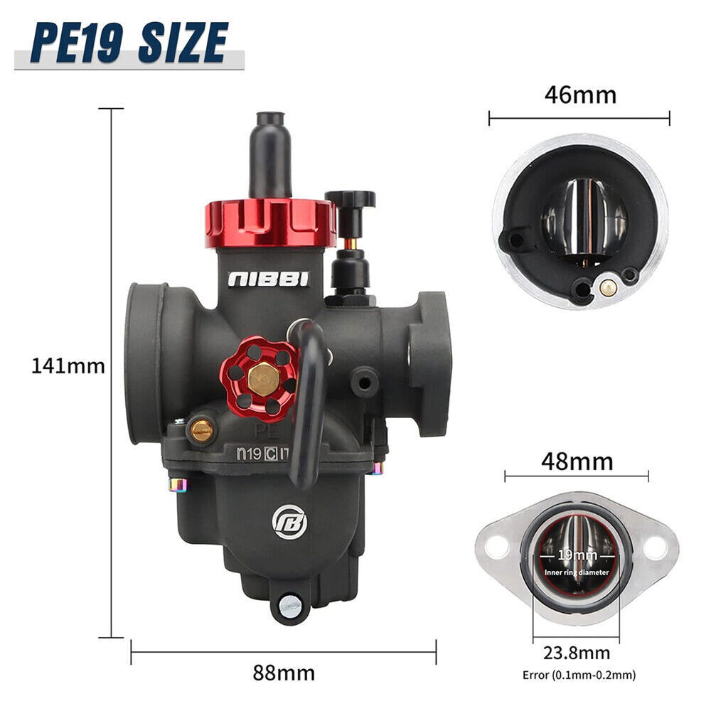NIBBI PE 19mm Carburetor For DS80 CRF125F KLX110 SR125 DR100 BULL PREDATOR 125
