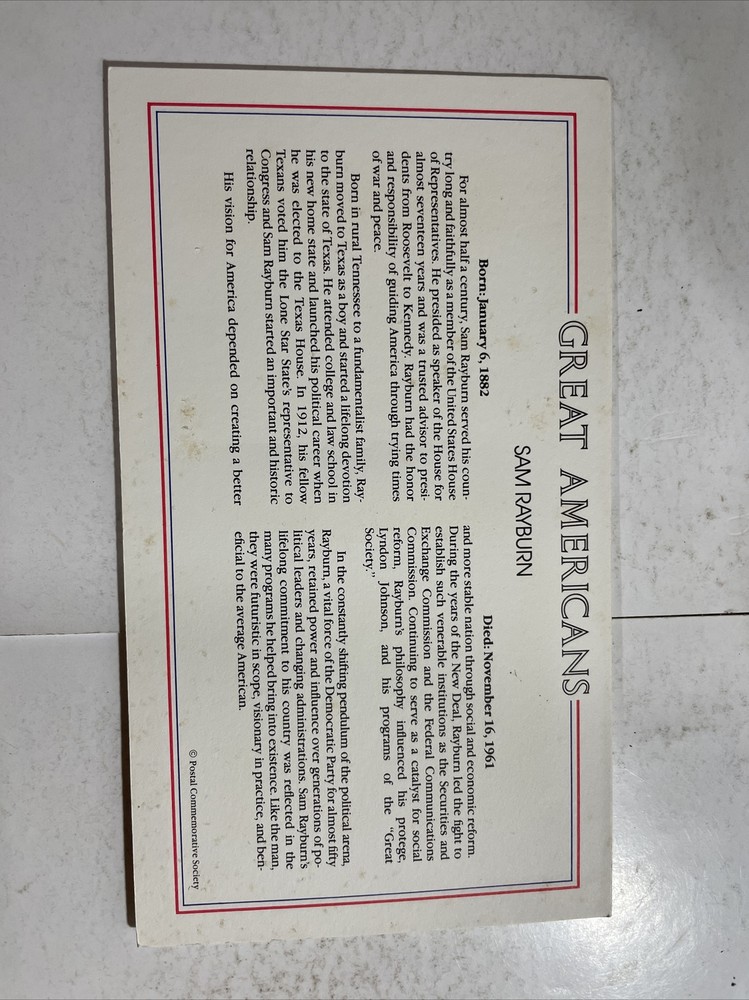 Sam Rayburn 22KT Great Americans Stamp