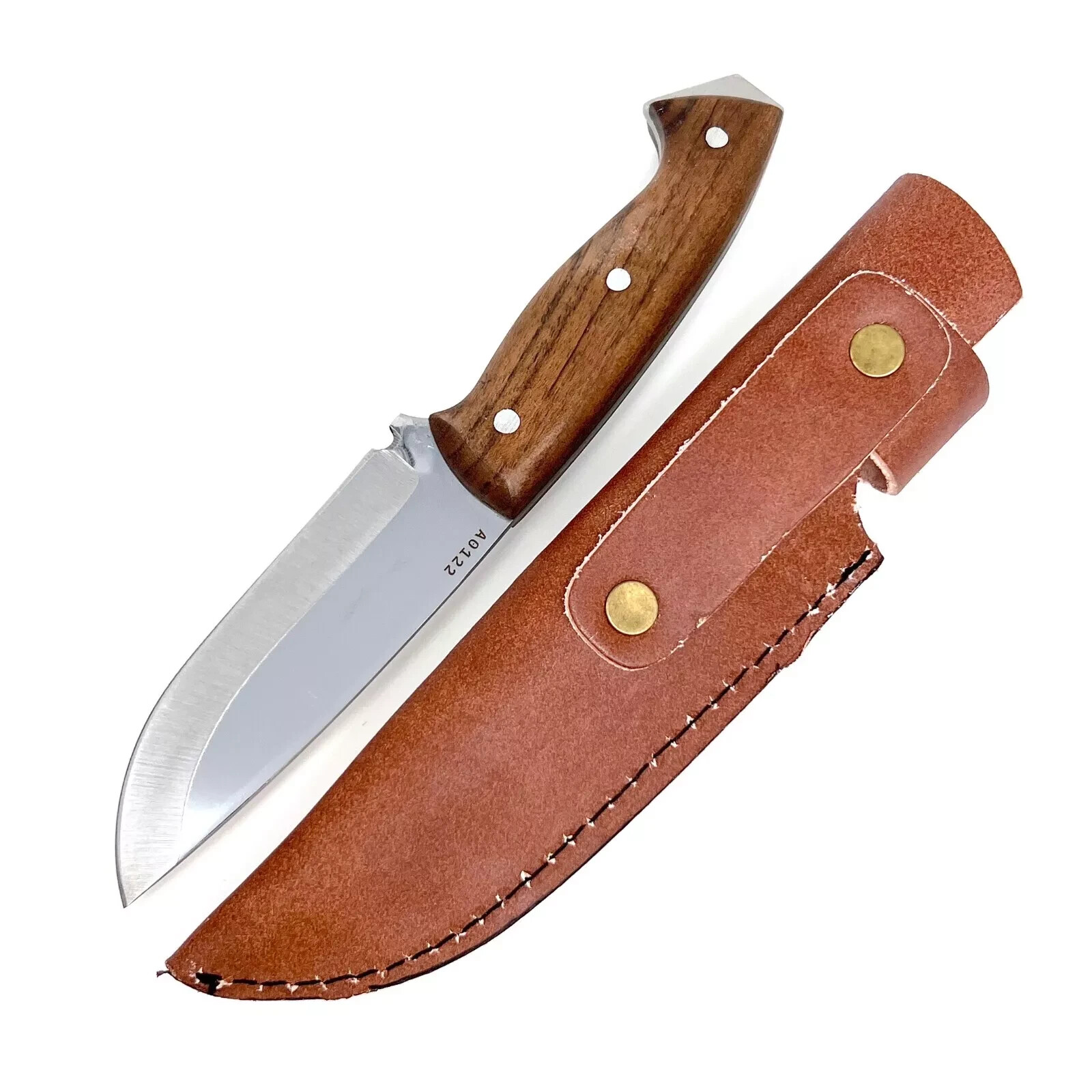 OHIY Handmade Bushcraft Knife 4116 German Steel 4-1/4in Blade, Leather Sheath