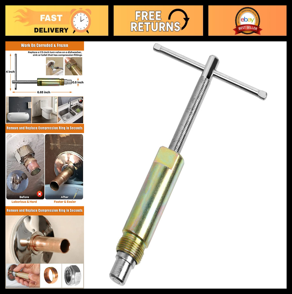 Compression Sleeve Puller Tool for 1/2" Fittings - Remove Nut & Ferrule, Plumbin